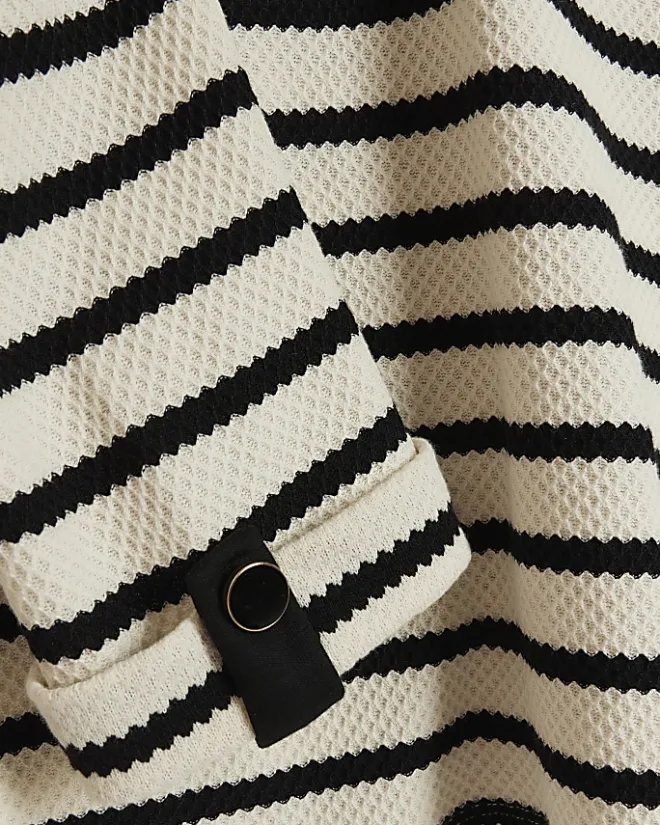River Island stripe long sleeve sweatshirt Black Outlet