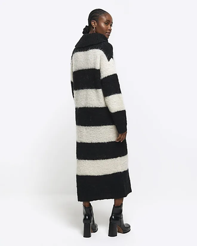 River Island stripe roll neck jumper maxi dress Black Best