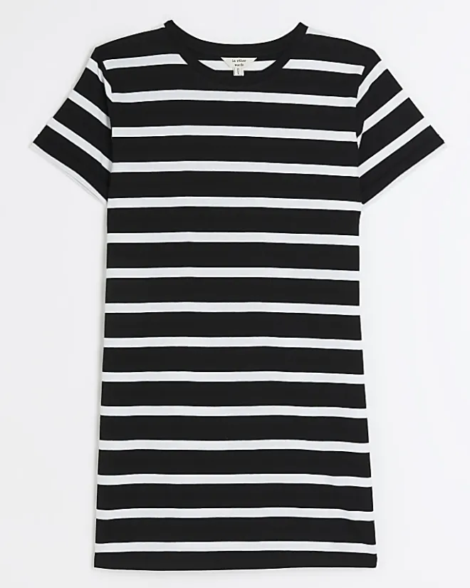 River Island stripe t-shirt mini dress Black New