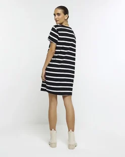 River Island stripe t-shirt mini dress Black New