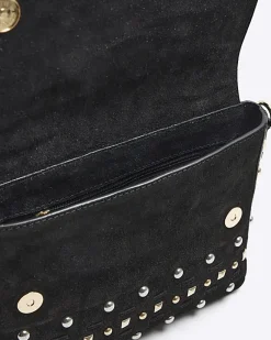 River Island suede studded satchel bag Black Fashion