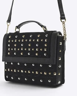 River Island suede studded satchel bag Black Fashion