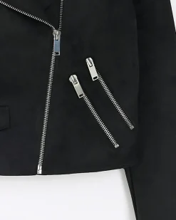 River Island suedette crop biker jacket Black Best