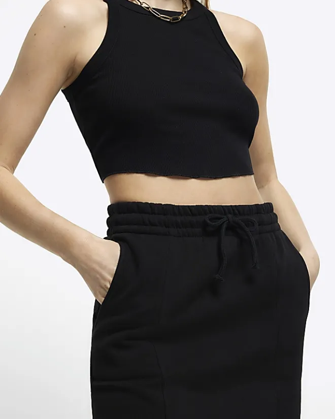 River Island sweat midi skirt Black Best