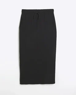 River Island sweat midi skirt Black Best