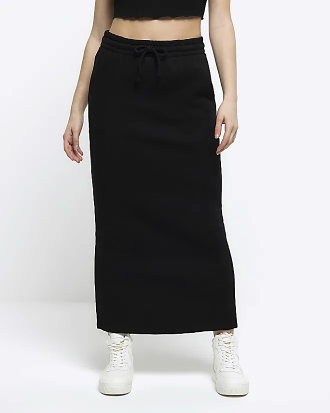 River Island sweat midi skirt Black Best
