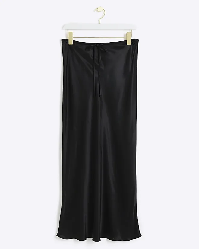 River Island tie waist midi skirt Black Best