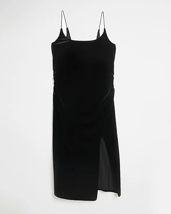 River Island velvet maternity bodycon midi dress Black Online