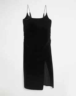 River Island velvet maternity bodycon midi dress Black Online