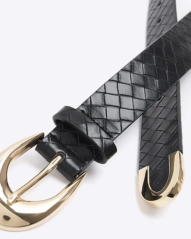 River Island Weave Belt Black Online