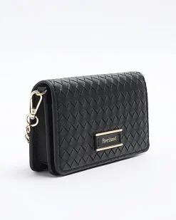 River Island weave cross body bag Black Discount