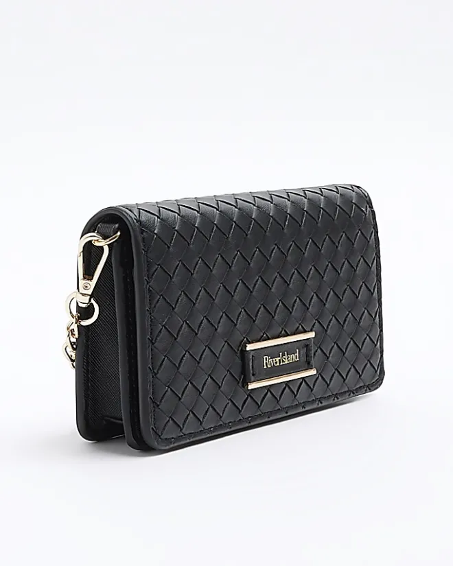 River Island weave cross body bag Black Discount