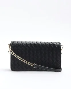 River Island weave cross body bag Black Discount
