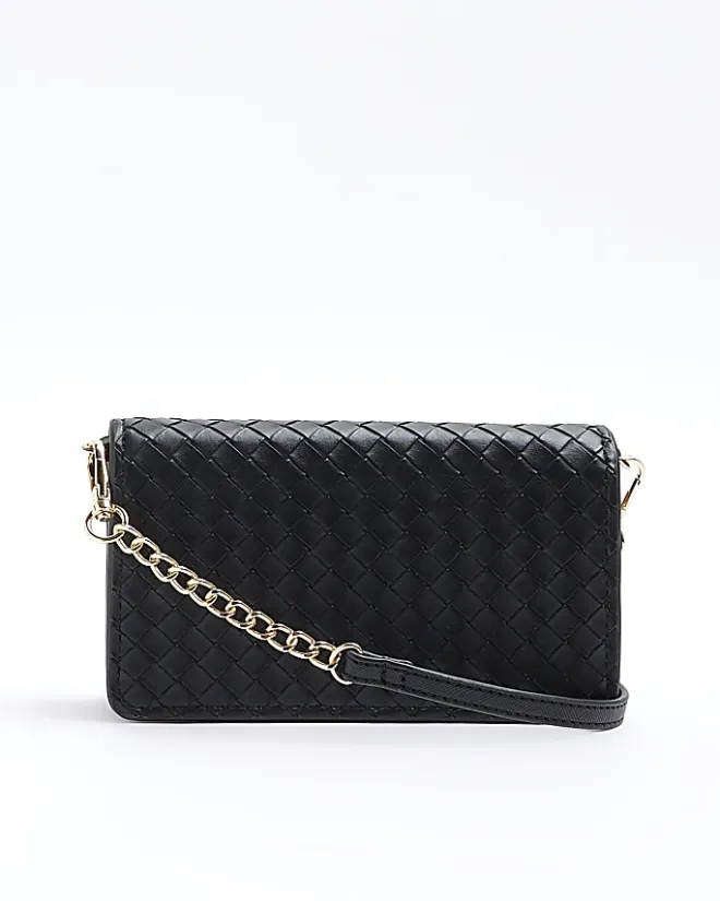 River Island weave cross body bag Black Discount