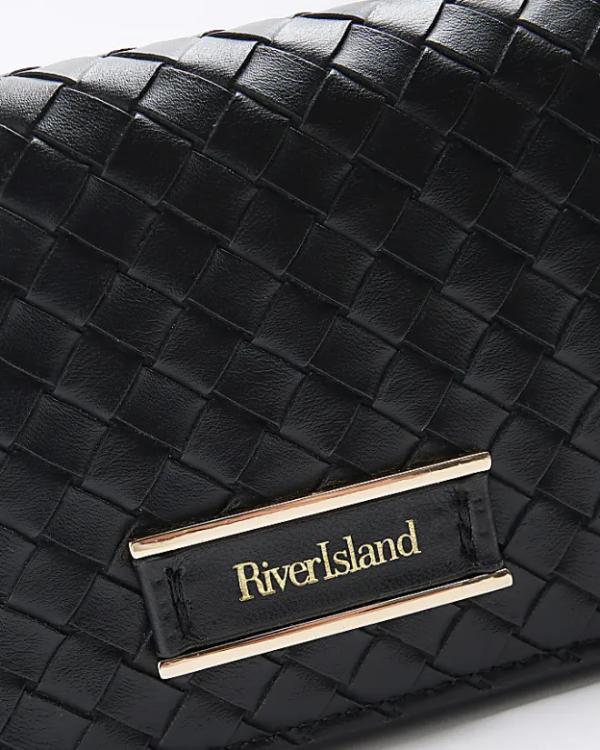 River Island weave cross body bag Black Discount