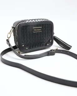 River Island weave oval cross body bag Black New