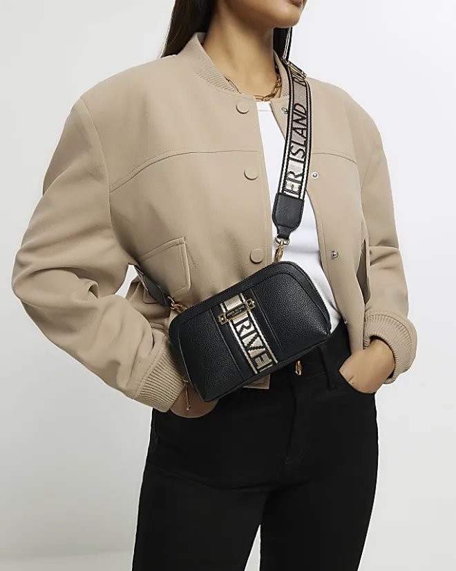 River Island webbing cross body bag Black Fashion