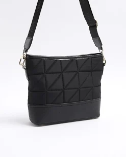 River Island webbing quilted cross body bag Black Best