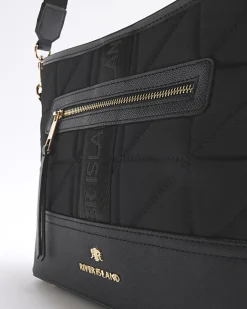 River Island webbing quilted cross body bag Black Best