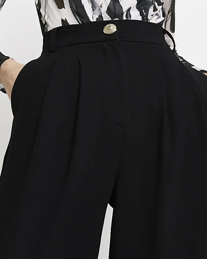 River Island wide leg pleated trousers Black Sale