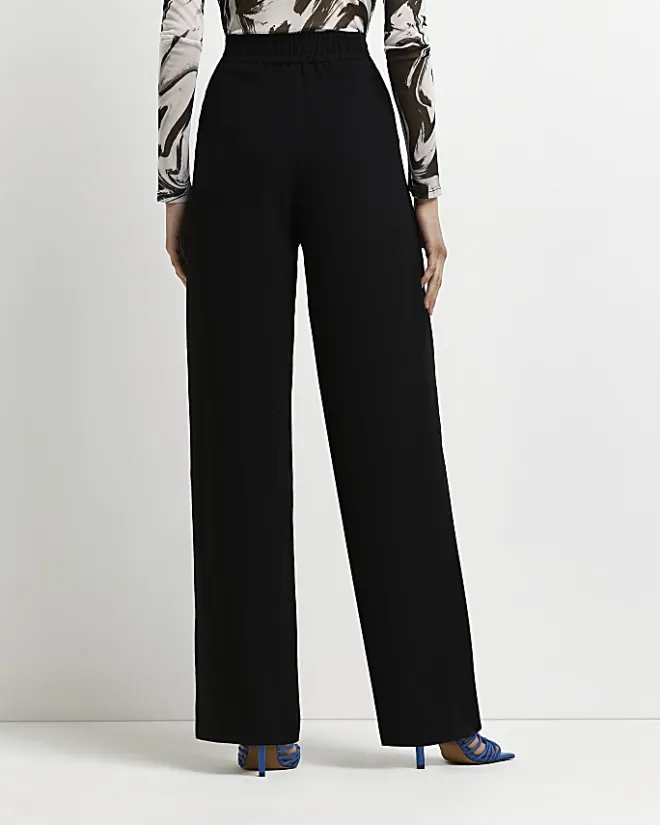 River Island wide leg pleated trousers Black Sale