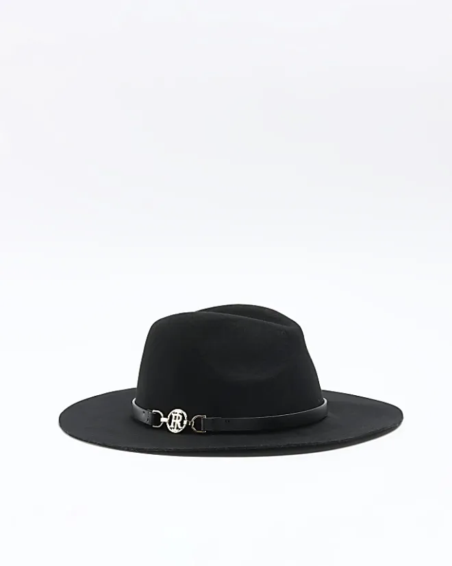 River Island wool blend fedora hat Black Best