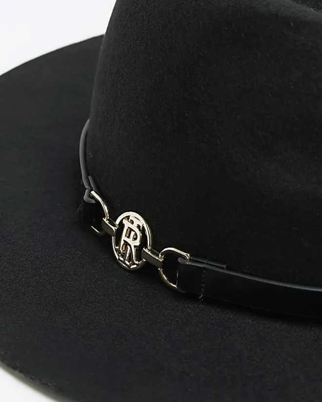 River Island wool blend fedora hat Black Best