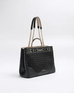 River Island woven chain tote bag Black Online