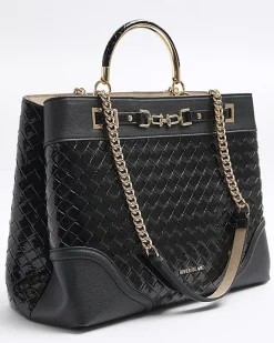River Island woven chain tote bag Black Online