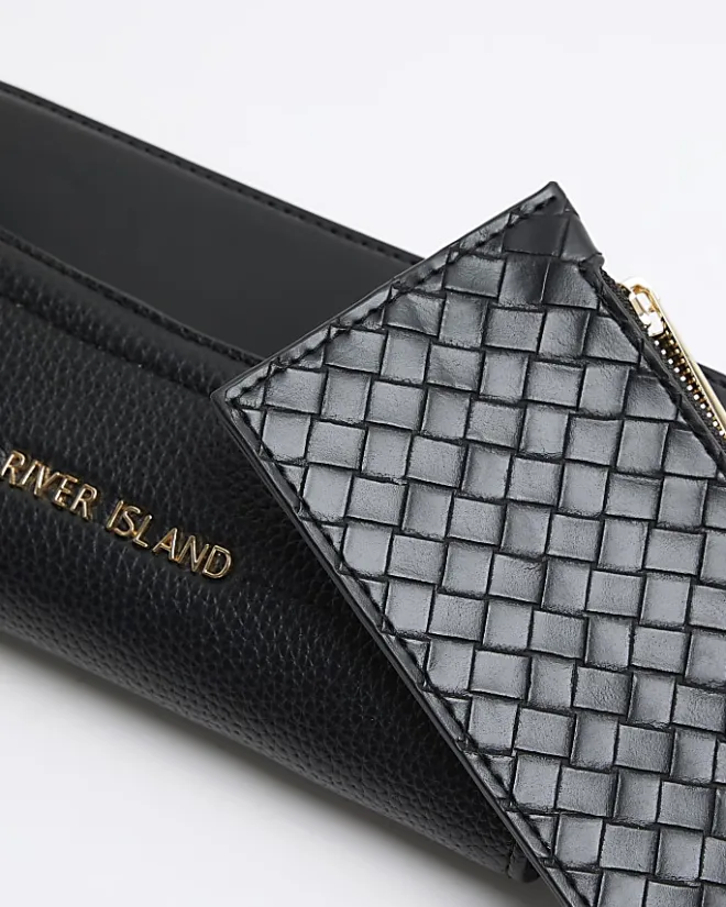 River Island woven pouch purse Black Sale
