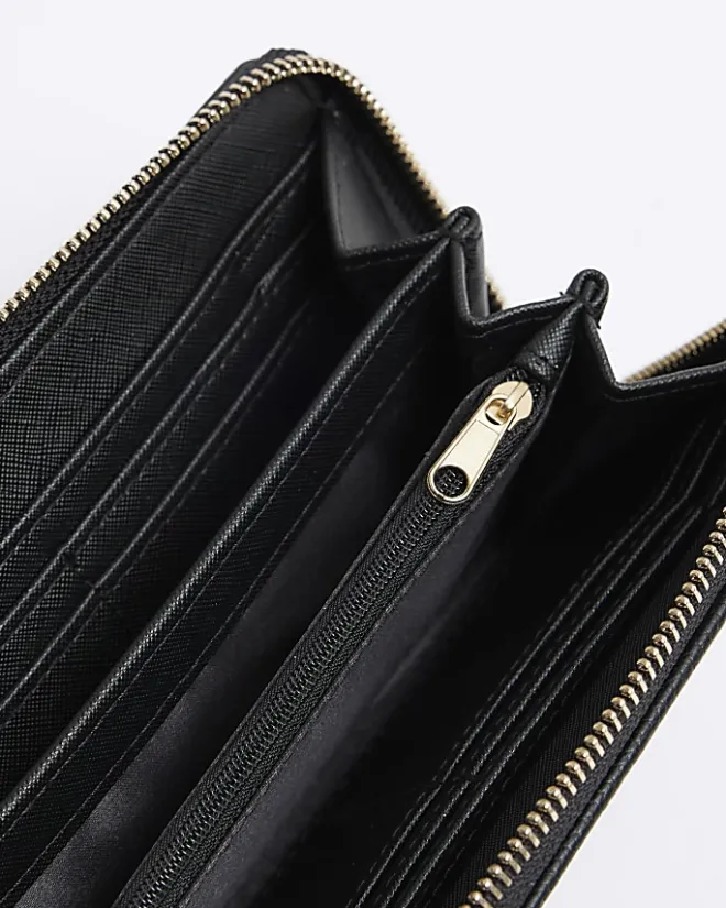 River Island woven pouch purse Black Sale