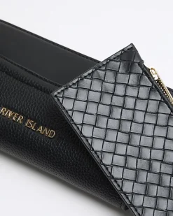River Island woven pouch purse Black Sale