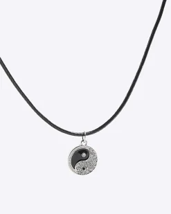 River Island Ying Yang Necklace Black Clearance