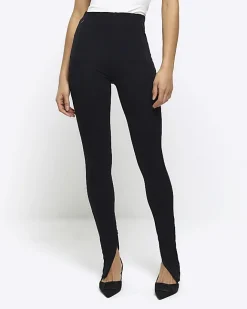 River Island zip hem leggings Black Clearance