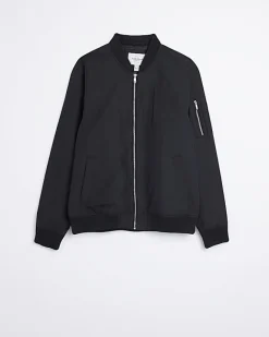 River Island zip through bomber jacket Black New