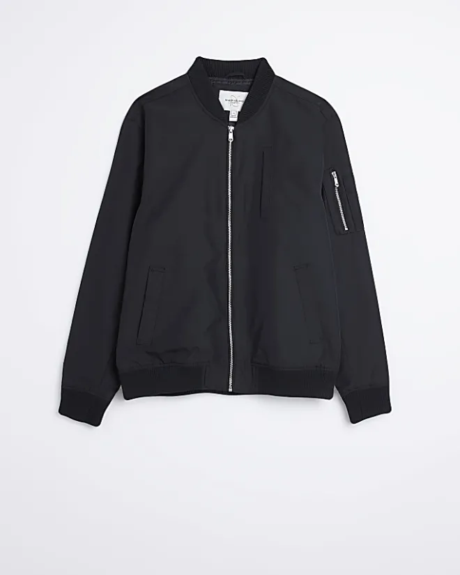 River Island zip through bomber jacket Black New