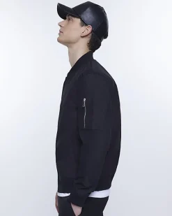 River Island zip through bomber jacket Black New