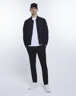 River Island zip through bomber jacket Black New