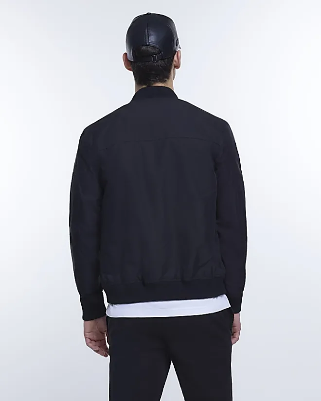 River Island zip through bomber jacket Black New