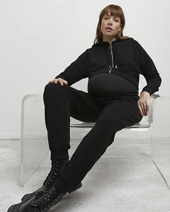 River Island zip up maternity hoodie Black Fashion