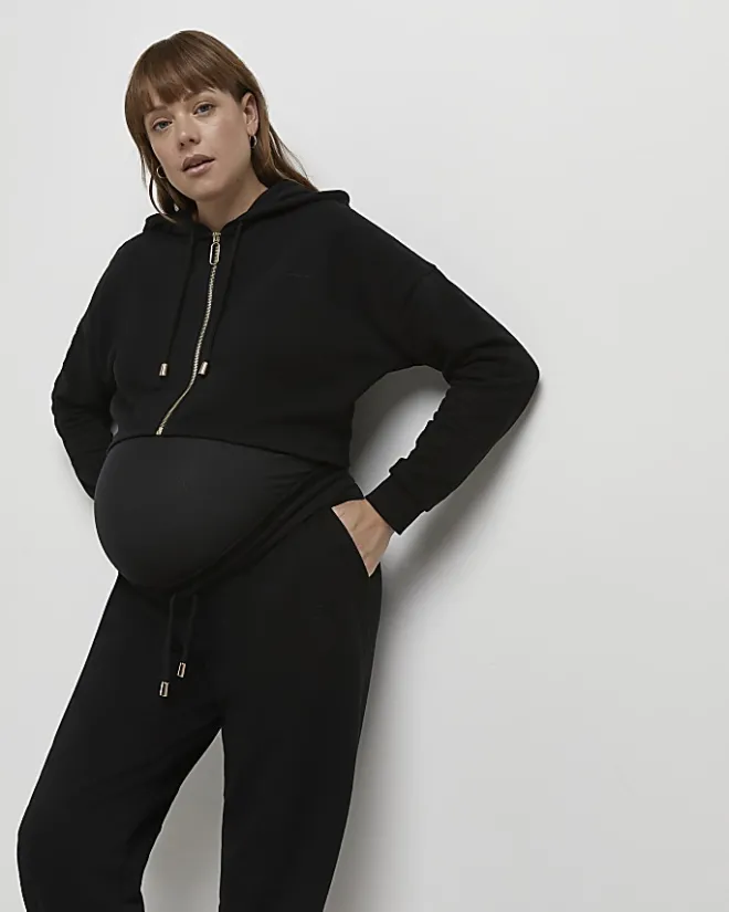 River Island zip up maternity hoodie Black Fashion