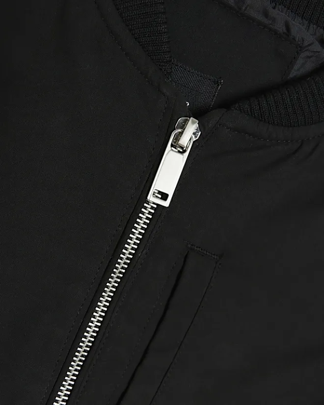 River Island zip up smart bomber jacket Black Discount