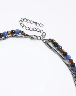River Island beaded multirow necklace Blue Outlet