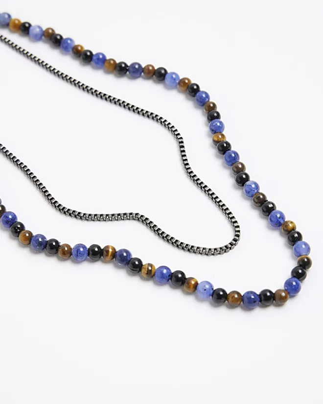 River Island beaded multirow necklace Blue Best