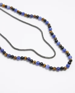 River Island beaded multirow necklace Blue Best