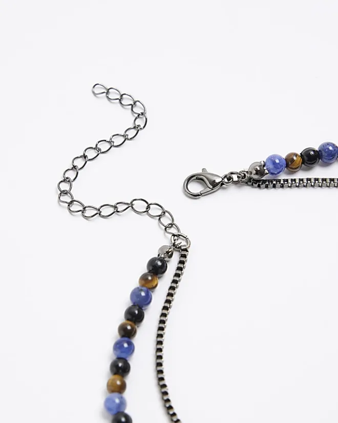 River Island beaded multirow necklace Blue Best