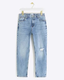 River Island bum sculpt slim straight ripped jeans Blue Hot