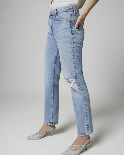 River Island bum sculpt slim straight ripped jeans Blue Hot