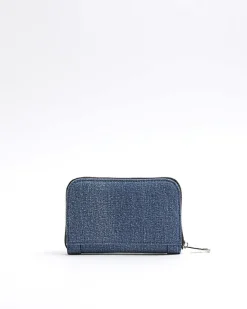 River Island denim studded purse Blue New