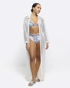 River Island diamante balconette bikini top Blue Best